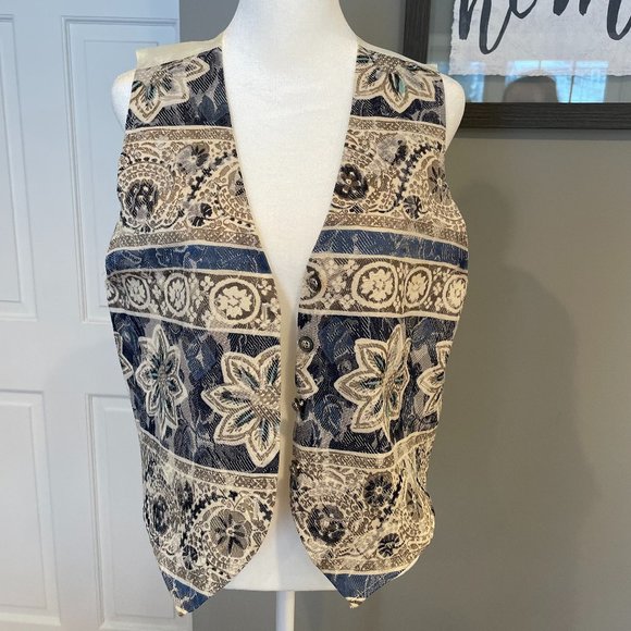 Vintage Melissa Robyn Tapestry Western Cottagecore Button Front Vest - Picture 1 of 10